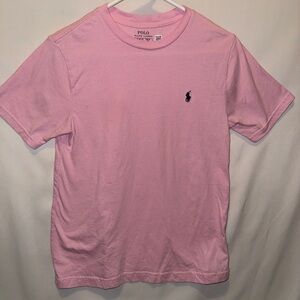 Polo Ralph Lauren Boys T-Shirt Pink Slim Fit Pony Crew Neck Tee Navy Pony Sz M